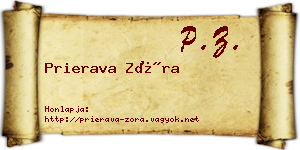 Prierava Zóra névjegykártya